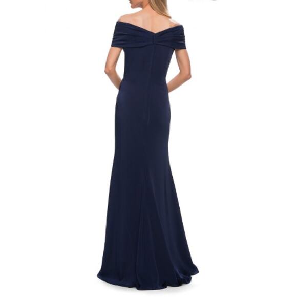 NEW LA FEMME ~ 29537 Fitted Off Shoulder Evening Prom Dress Size 18 - Picture 2 of 6